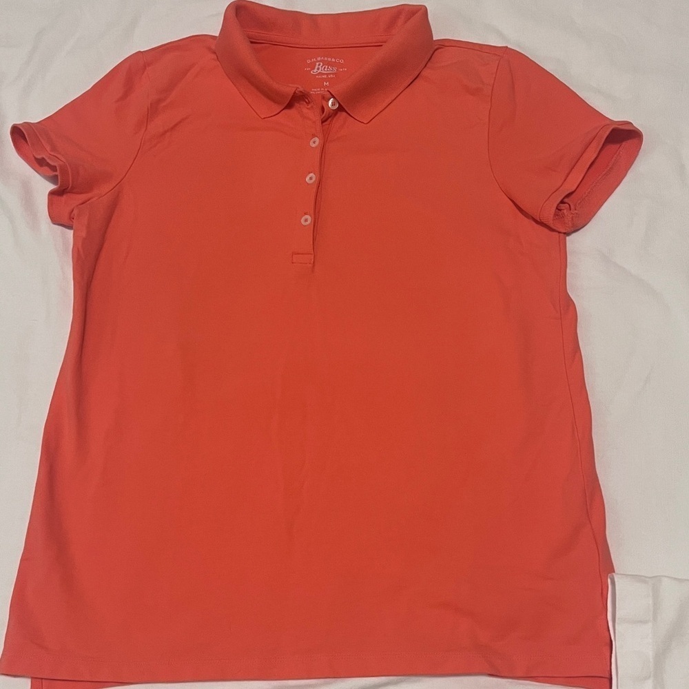 Bass Women Polo Cotton Shirt 3/4 button Size Medium